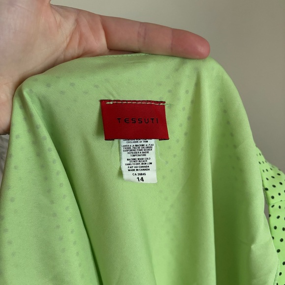 Tessuti vintage sleeveless green with black polka dot midi wedding guest dress - Picture 8 of 9